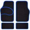 Afbeelding van Carguard Automatten Universeel 4-delig - Zwart met Blauwe Bies - Stoffen Vloermatten - Voor en Achter - 0213