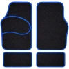 Afbeelding van Carguard Automatten Universeel 4-delig - Zwart met Blauwe Bies - Stoffen Vloermatten - Voor en Achter - 0213