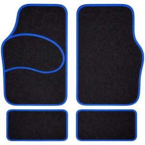Afbeelding van Carguard Automatten Universeel 4-delig - Zwart met Blauwe Bies - Stoffen Vloermatten - Voor en Achter - 0213