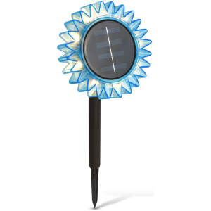 Afbeelding van Solar Tuinlamp Zonnebloem Blauw – LED Buitenlamp – Steek- of Hanglamp – Warm Wit Licht – IP44