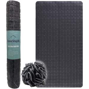 Afbeelding van HSXL - Antislipmat - 70x40CM - Incl. Netspons - Antislip Douchemat / Badmat Zwart met Zuignappen – Mat voor