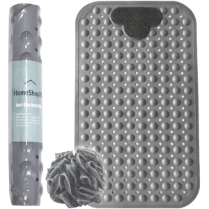 Afbeelding van HSXL - Antislipmat - 70x40CM - Incl. Netspons - Antislip Douchemat / Badmat Grijs *Massage door