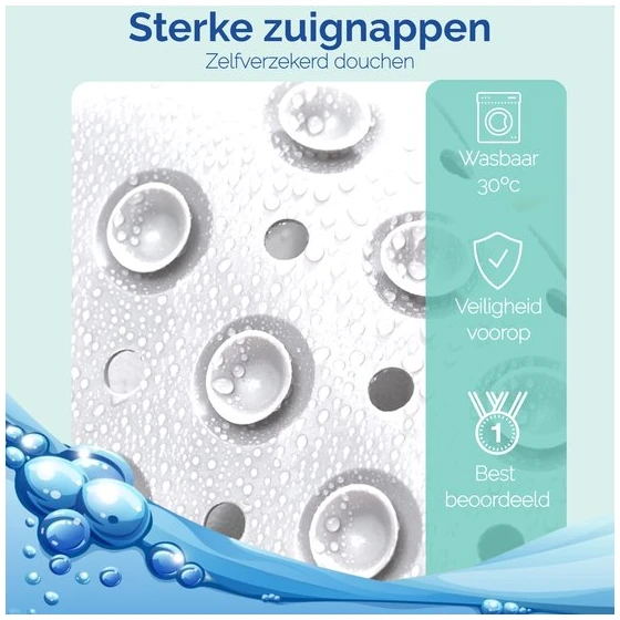 Afbeelding van HSXL - Antislipmat - 100x40CM - Incl. Netspons - Antislip Douchemat / Badmat Wit met Zuignappen – Mat voor