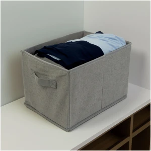 Afbeelding van Stoffen Opbergbox met Handvat – Opvouwbare Opbergdoos Organizer – Grijs – 32 x 22 x 22 cm – 15L