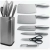 Afbeelding van Messenset met Messenblok – 7-delig – RVS Keukenmessen met Houder – Zwart/Zilver – Hakmes, Santoku