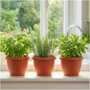 Afbeelding van Bloempot Ø20 cm Kunststof – Terracotta Kleur – Met Wateropvang – Lichtgewicht & Duurzaam – Voor