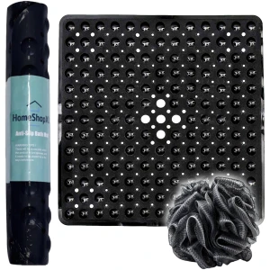 Afbeelding van HSXL - Antislipmat - 53x53CM - Incl. Netspons - Antislip Douchemat Zwart met Zuignappen – Anti Slip Douche