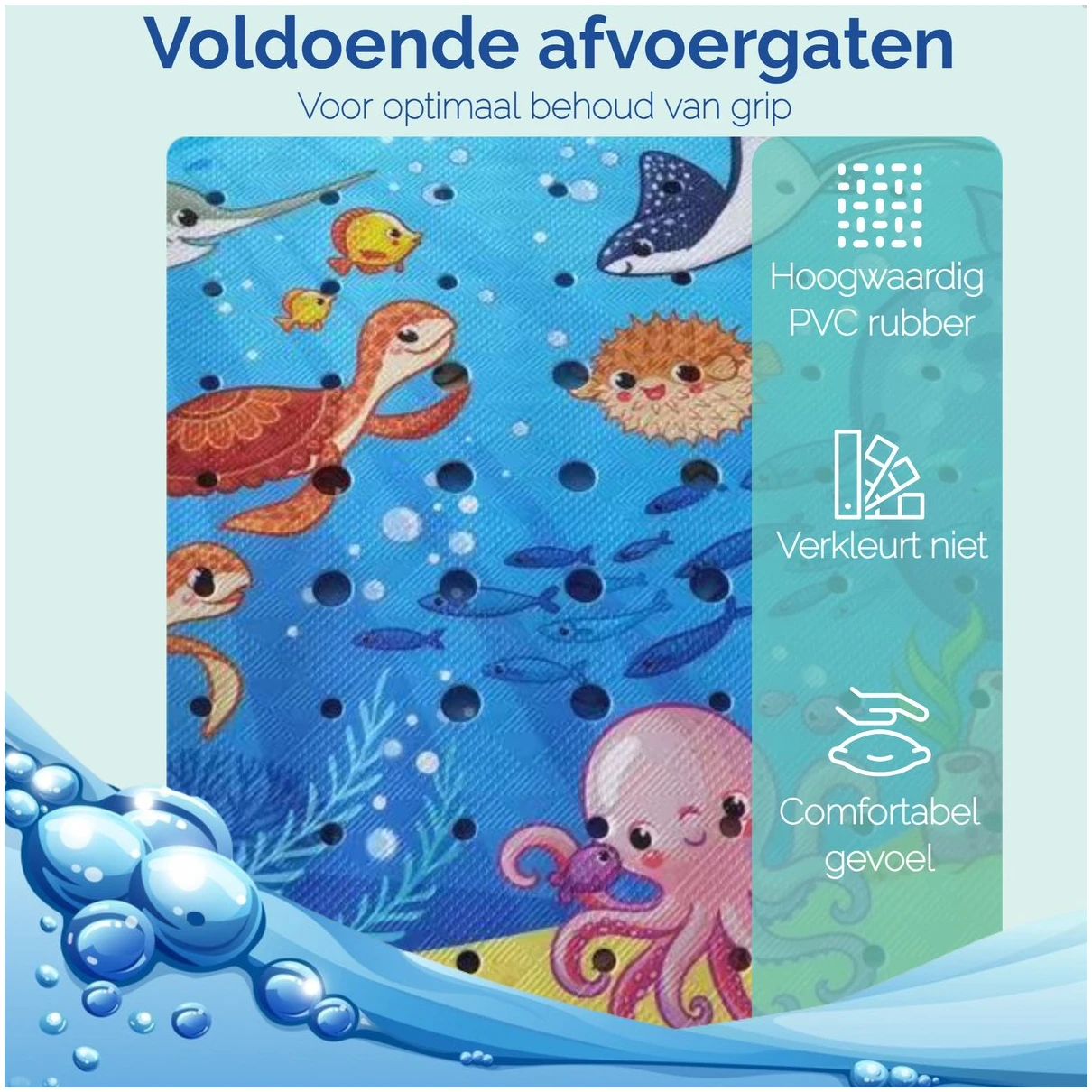 Afbeelding van HSXL - Antislipmat - 100x40CM - Incl. Netspons - Antislip Douchemat / Badmat voor Kinderen met Zuignappen –
