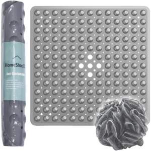 Afbeelding van HSXL - Antislipmat - 53x53CM - Incl. Netspons - Antislip Douchemat Grijs met Zuignappen – Anti Slip Douche
