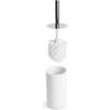 Afbeelding van Toiletborstel met Houder – WC Borstel Set – Wit / Zilver – Resin – Ø9,5 x 35,5 cm – Badkamer