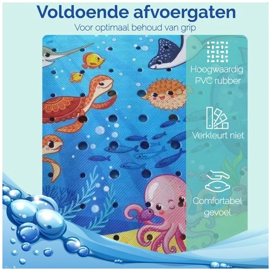 Afbeelding van HSXL - Antislipmat - 53x53CM - Incl. Netspons - Antislip Douchemat voor Kinderen met Zuignappen – Anti Slip