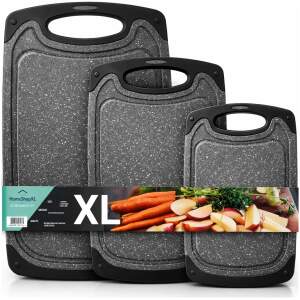 Afbeelding van 3x Snijplank - Set 3 Delig – BPA Vrij Kunststof Snijplanken – Antislip Handvaten – Met Lekrand –