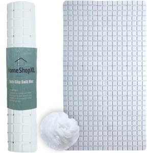 Afbeelding van HSXL - Antislipmat - 70x40CM - Incl. Netspons - Antislip Douchemat / Badmat Wit met Zuignappen – Mat voor
