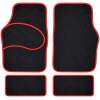 Afbeelding van Carguard Automatten Universeel 4-delig - Zwart met Rode Bies - Stoffen Vloermatten - Voor en Achter - 5e3f