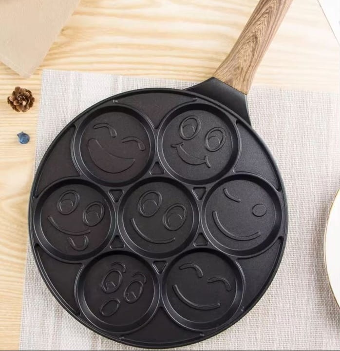 Afbeelding van Pannenkoekenpan Smiley / Emoji – Pancake Pan 7 Stuks – Antiaanbak – Geschikt voor Gas, Keramisch,