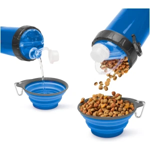 Afbeelding van Opvouwbare Honden Drinkbak met Waterfles – Reis Drinkfles voor Hond – 350 ml – Blauw [60034C] - 6b67