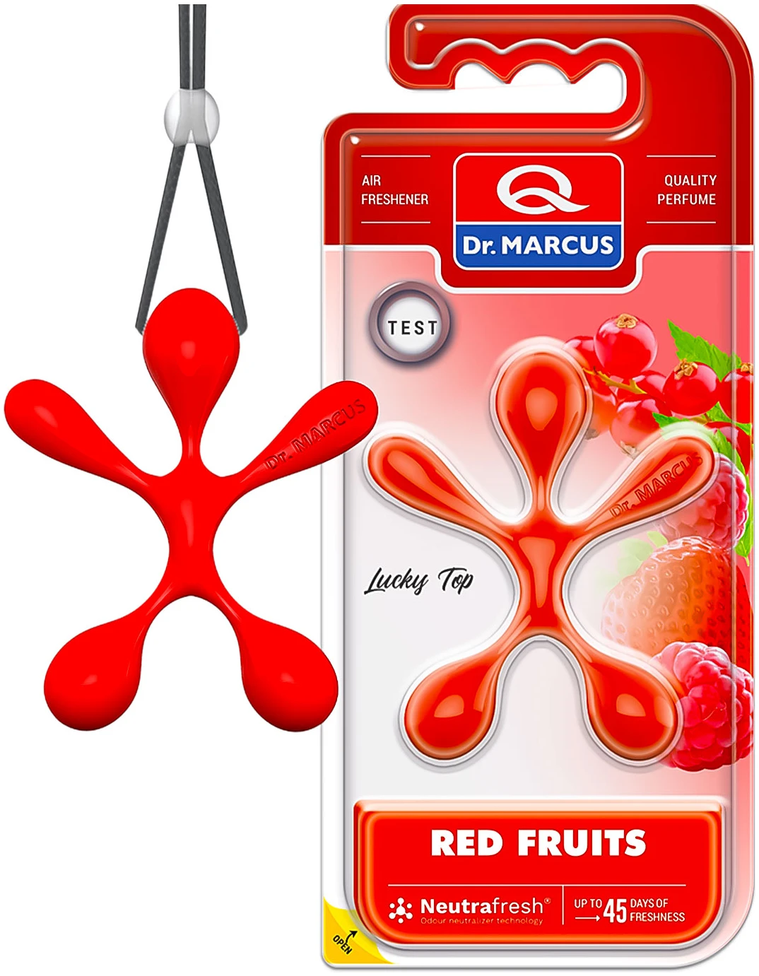 Afbeelding van Dr. Marcus Lucky Top Auto Luchtverfrisser Red Fruits – Zoete Fruitgeur – Langdurige Werking –