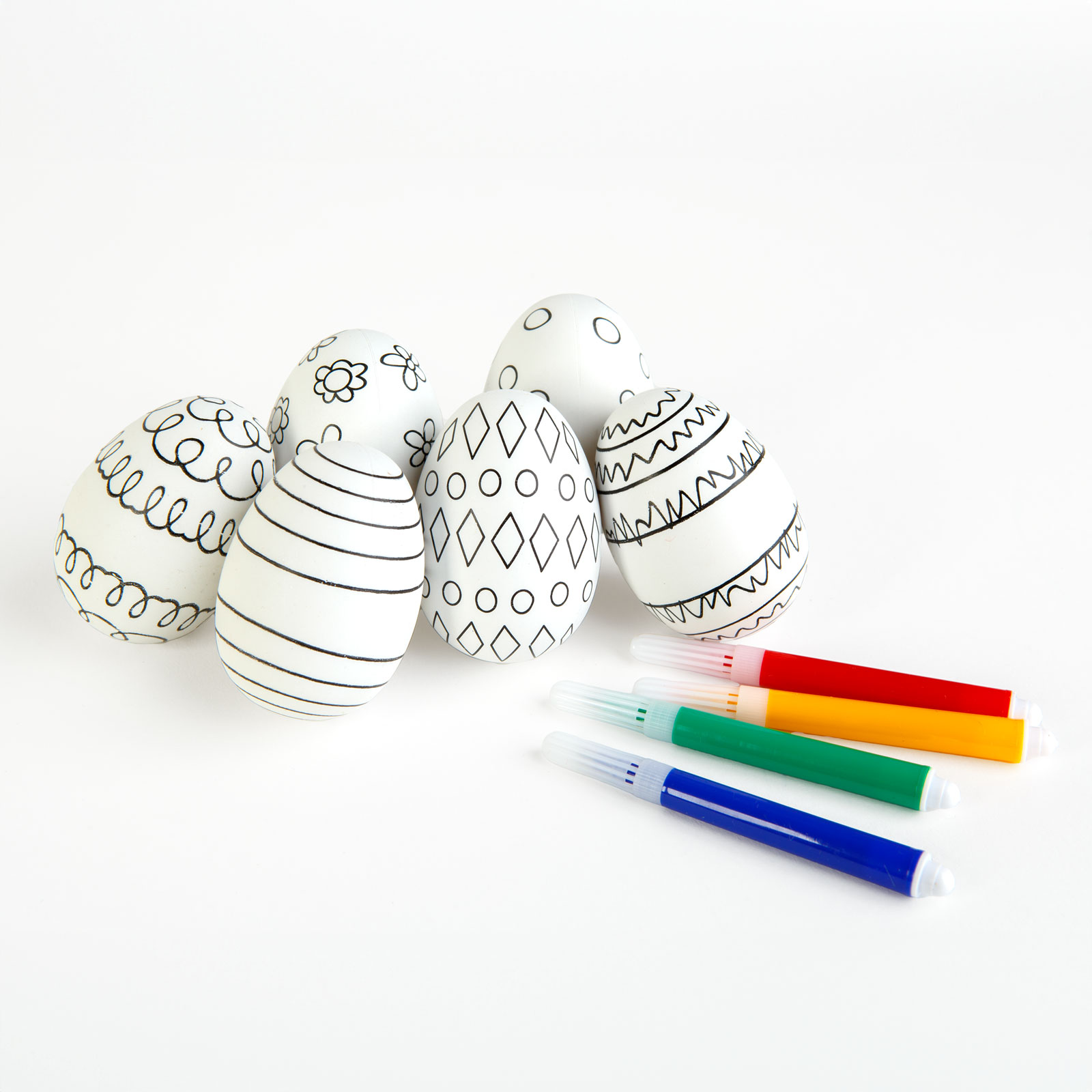 Afbeelding van Paaseieren Versier Set – 6 Stuks met Stiften – DIY Knutselset Pasen – Creatief Schilderen voor Kinderen