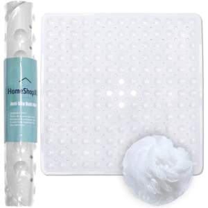 Afbeelding van HSXL - Antislipmat - 53x53CM - Incl. Netspons - Antislip Douchemat Wit met Zuignappen – Anti Slip Douche