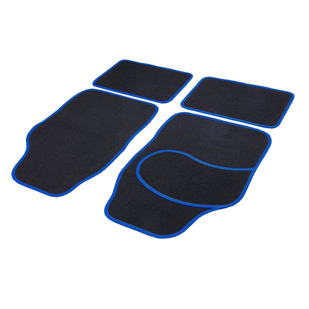 Afbeelding van Carguard Automatten Universeel 4-delig - Zwart met Blauwe Bies - Stoffen Vloermatten - Voor en Achter - 92dd