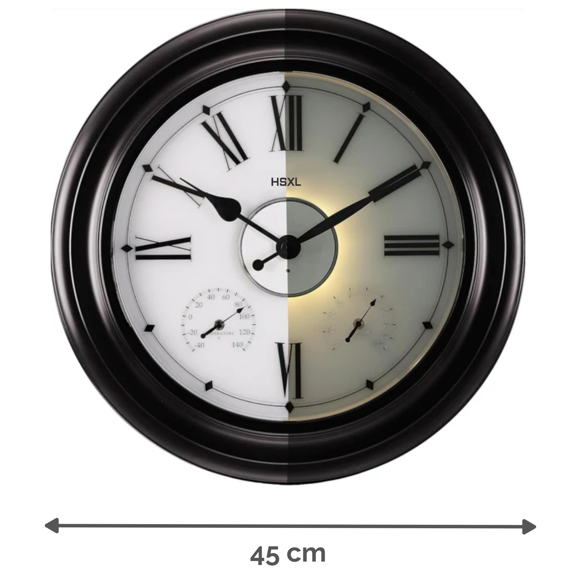 Afbeelding van Grote Wandklok 45 cm – Binnen/Buiten – Industrieel – Stil & Verlicht – Waterdicht – Met