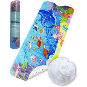 Afbeelding van HSXL - Antislipmat - 100x40CM - Incl. Netspons - Antislip Douchemat / Badmat voor Kinderen met Zuignappen –