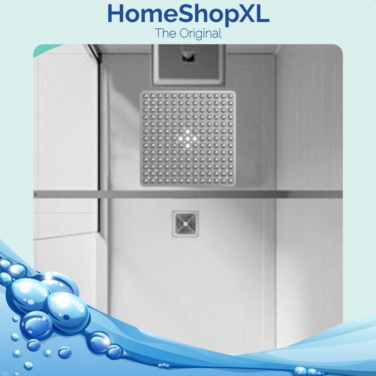 Afbeelding van HSXL - Antislipmat - 53x53CM - Incl. Netspons - Antislip Douchemat Grijs met Zuignappen – Anti Slip Douche