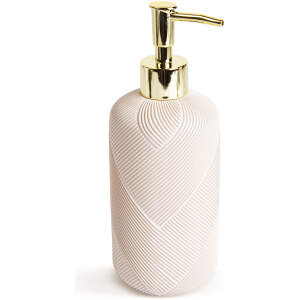 Afbeelding van Zeepdispenser – Zeeppompje Beige / Goud – 400 ml – Resin – Ø7,4 x 20 cm – Badkamer Accessoire