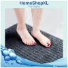 Afbeelding van HSXL - Antislipmat - 70x40CM - Incl. Netspons - Antislip Douchemat / Badmat Zwart met Zuignappen – Mat voor