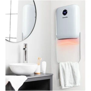 Afbeelding van Badkamer Verwarming – Wand Heater met Handdoekhouder – Thermostaat – Wit- 800/2000W - LED Display -