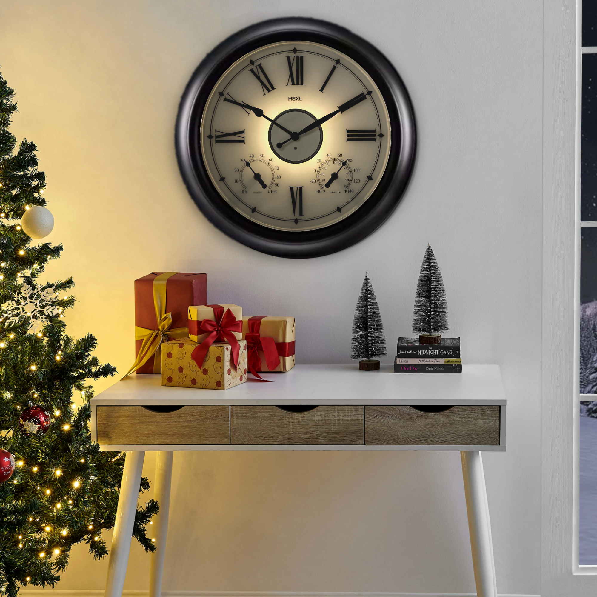 Afbeelding van Grote Wandklok 45 cm – Binnen/Buiten – Industrieel – Stil & Verlicht – Waterdicht – Met