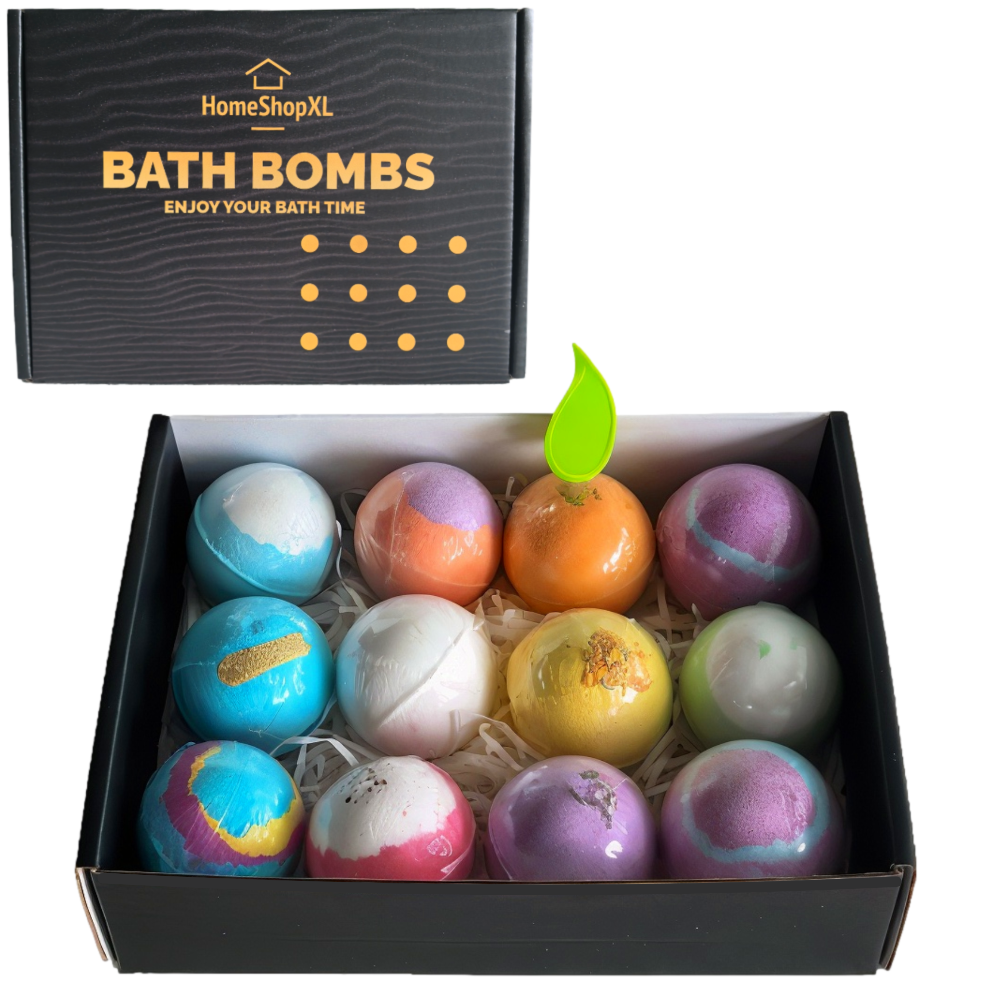 Afbeelding van 12x Bruisballen Bad + 1x Badbom Opener Cadeauset (Badbommen/Bath Bombs) – Badballen Handgemaakt,