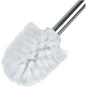 Afbeelding van Toiletborstel – WC Borstel Wit met Zilveren Handvat – Ø7,5 x 27 cm – Kunststof & Metaal [BW3032] -