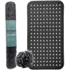 Afbeelding van HSXL - Antislipmat - 88x40CM - Incl. Netspons - Antislip Douchemat / Badmat Zwart met Zuignappen – Mat voor