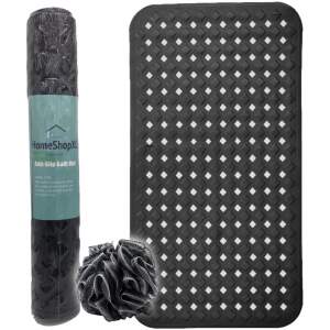 Afbeelding van HSXL - Antislipmat - 88x40CM - Incl. Netspons - Antislip Douchemat / Badmat Zwart met Zuignappen – Mat voor