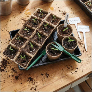 Afbeelding van Kweekset 66-delig – Zaaibak met Potjes & Labels – Startset voor Zaden, Groenten & Kruiden –