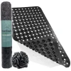 Afbeelding van HSXL - Antislipmat - 88x40CM - Incl. Netspons - Antislip Douchemat / Badmat Zwart met Zuignappen – Mat voor