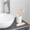 Afbeelding van Tandenborstelhouder – Badkamer Beker Mat Wit – Resin – Ø7,2 x 10,2 cm – Badkamer Accessoire