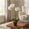 Afbeelding van Kunst Orchidee Plant 54 cm in Pot – Realistisch Kunstplantje – Onderhoudsvrij – Wit / Paars –
