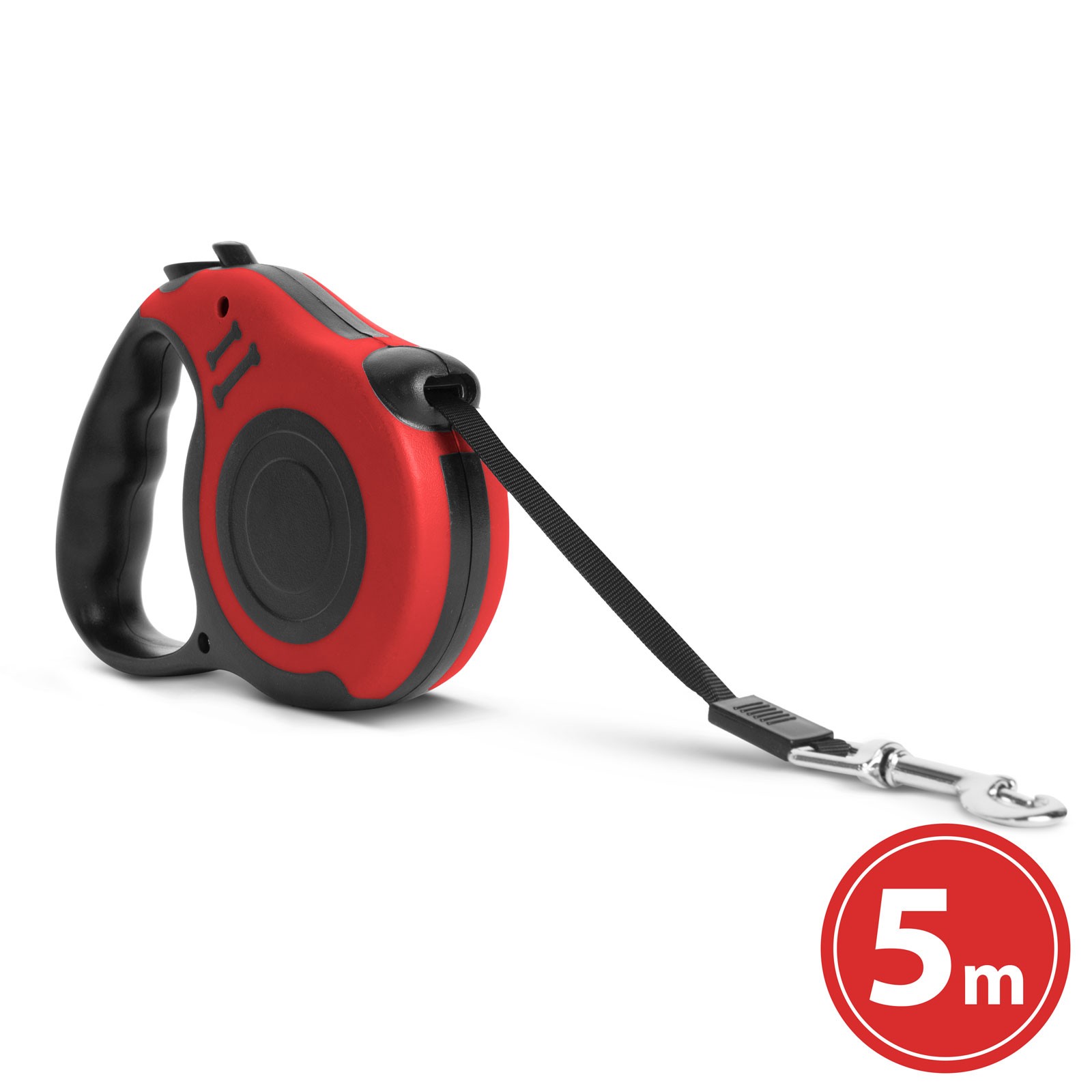 Afbeelding van Automatische Hondenriem 5 m - Met Remsysteem & Snelle Terugtrekking - Anti-slip - Rood - Huisdieren