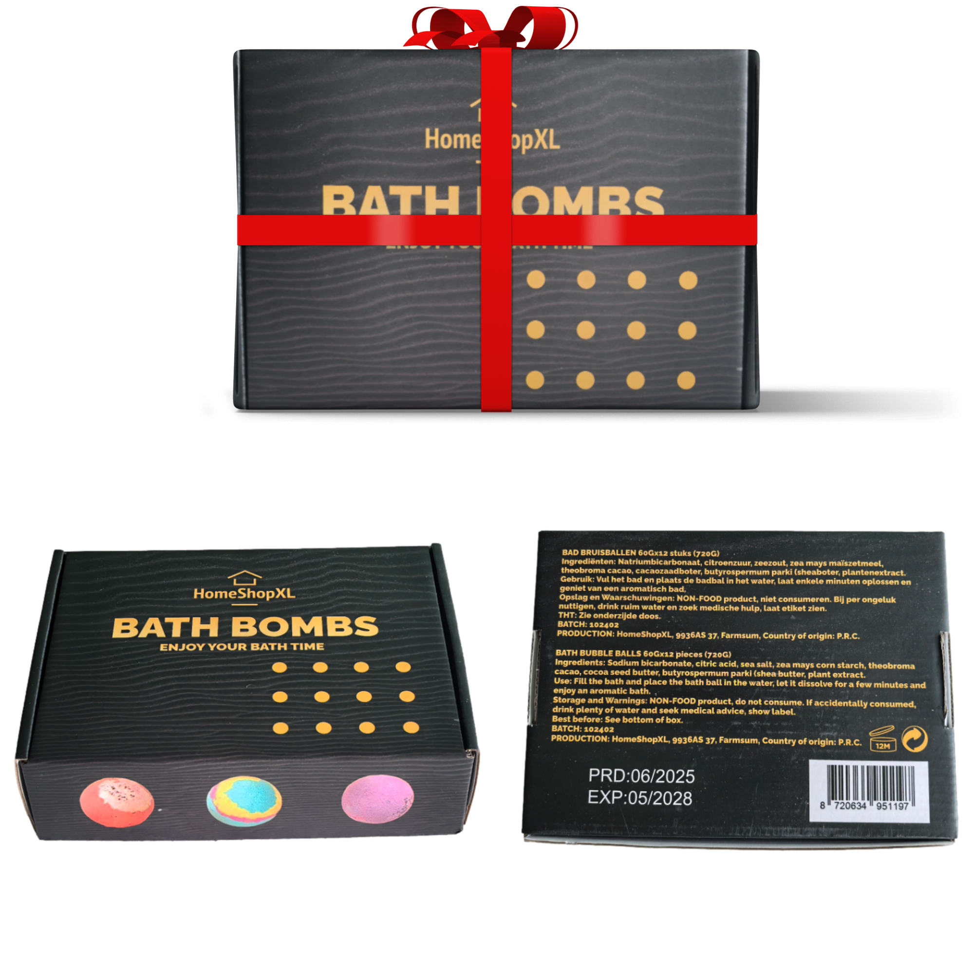 Afbeelding van 12x Bruisballen Bad + 1x Badbom Opener Cadeauset (Badbommen/Bath Bombs) – Badballen Handgemaakt,