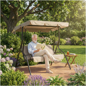 Afbeelding van Tuinschommel - 170 x 110 x 153 cm - donkerbeige 1 Stuks [11492A] - 01 11492A web