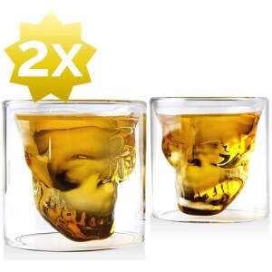 Afbeelding van Whiskey Glazen Skull Set 2 Stuks - Schedel Whiskeyglas 100 ml - Uniek Design Borrelglazen - Cadeau Voor