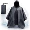 Afbeelding van Regenponcho Volwassenen Zwart - Waterdichte Poncho Voor Fietsen, Wandelen En Outdoor - 210T Ripstop Polyester