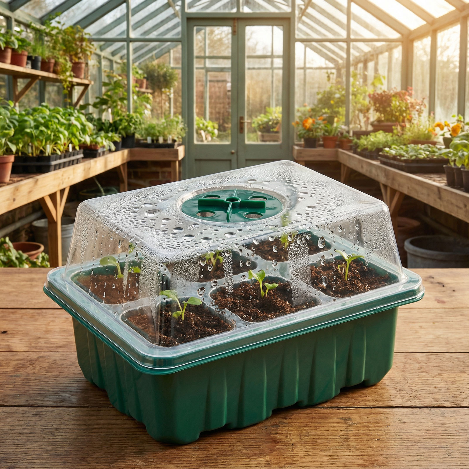 Afbeelding van Kweekbakje Met Deksel 6 Vakken - Mini Kweekkas Met Ventilatie - Zaaibak Propagator Voor Zaailingen En Stekken