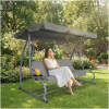 Afbeelding van 3 Persoons Schommelbank Tuin Met Dak En Bekerhouder - Luxe Tuinschommel Metaal - Weerbestendig - 200x120x164