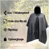 Afbeelding van Regenponcho Volwassenen Zwart - Waterdichte Poncho Voor Fietsen, Wandelen En Outdoor - 210T Ripstop Polyester