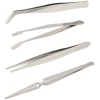 Afbeelding van 4x Pincet Set RVS - 4 Delige Precisie Pincetten Set - Antislip - Recht, Gebogen, Plat En Zelfsluitend - Voor
