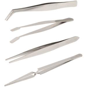 Afbeelding van 4x Pincet Set RVS - 4 Delige Precisie Pincetten Set - Antislip - Recht, Gebogen, Plat En Zelfsluitend - Voor
