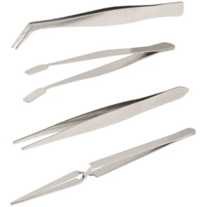 Afbeelding van 4x Pincet Set RVS - 4 Delige Precisie Pincetten Set - Antislip - Recht, Gebogen, Plat En Zelfsluitend - Voor